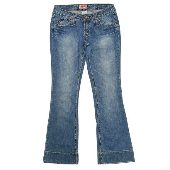 Vintage Y2K NoBo No Boundaries Low‎ Rise Flared Denim Jeans - size 7 Juniors - Picture 2 of 8